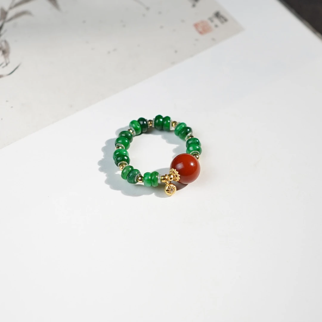 【青绕】翡翠戒指18k金镶嵌