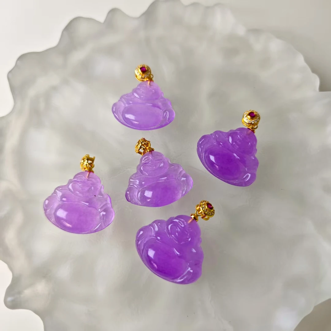 轻奢设计款紫罗兰弥勒佛吊坠-y2404