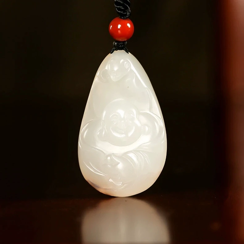 新疆和田玉一级白籽玉挂件佛9克天然籽料挂坠吊坠