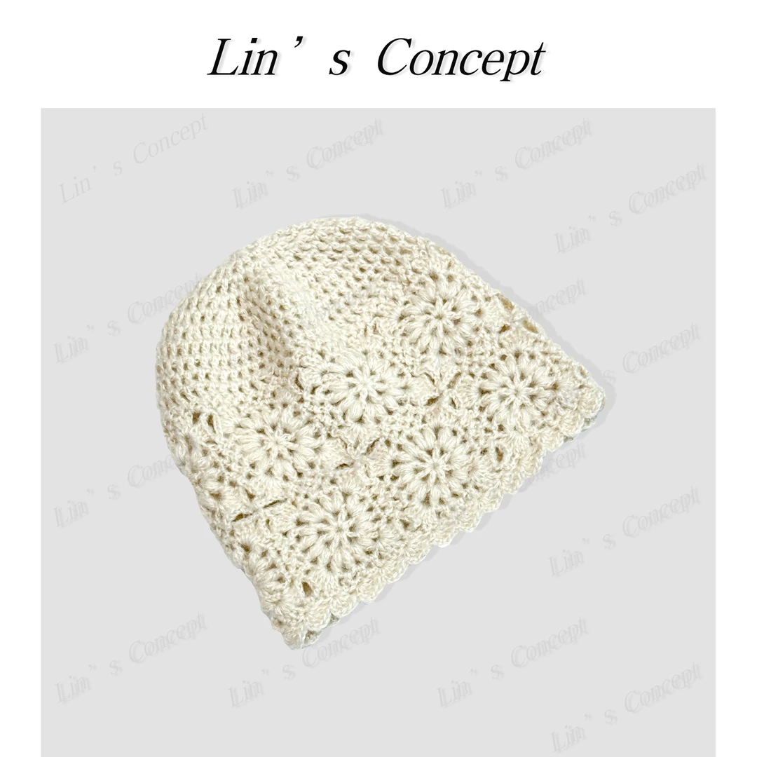 【Lin's concept】设计师手工针织款织花镂空帽DL2406589