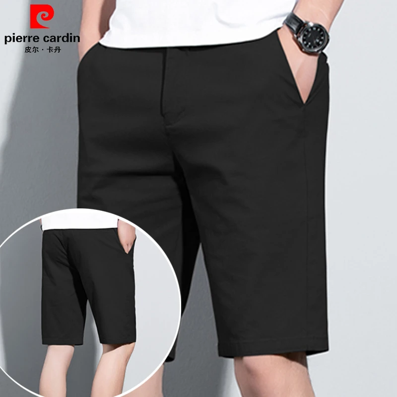 皮尔卡丹夏季冰丝短裤男士黑色直筒裤宽松百搭薄款速干运动五分裤