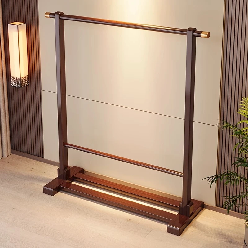 挂衣架落地卧室家用晾衣帽架入户门衣架置物架简易中式挂衣服架子