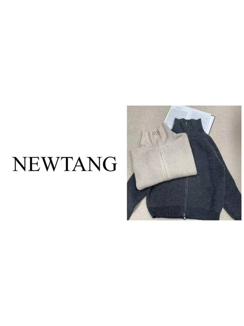 【落日剪影】192女外穿长袖百搭双拉链宽松显瘦毛衣外套