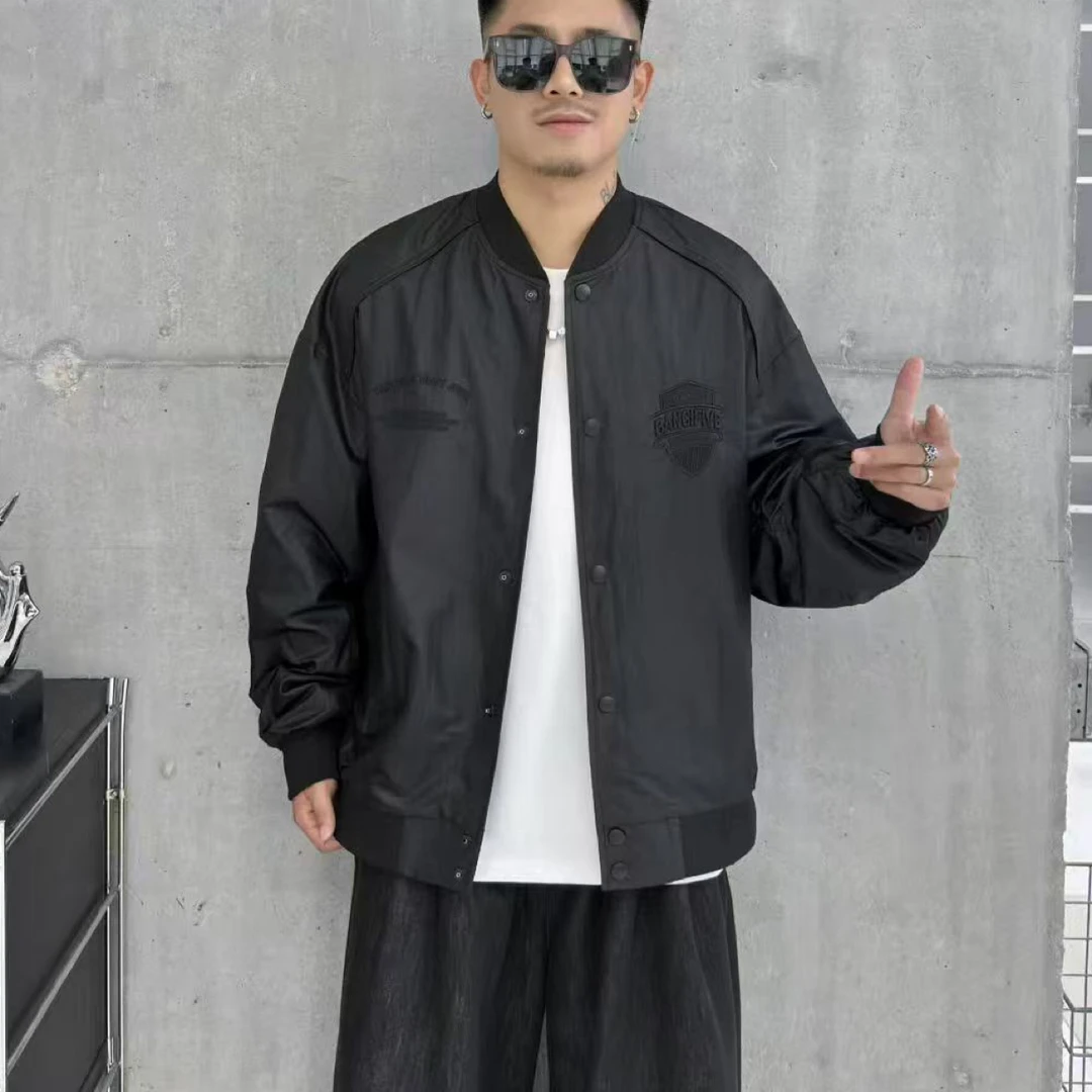 潮流棒球领老钱复古男士皮衣夹克金属春秋运动韩版98016
