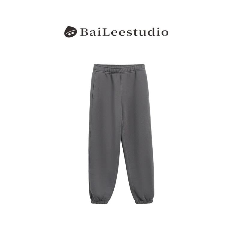 【柏栗良品】净版纯色加绒加厚百搭休闲束脚卫裤SM922