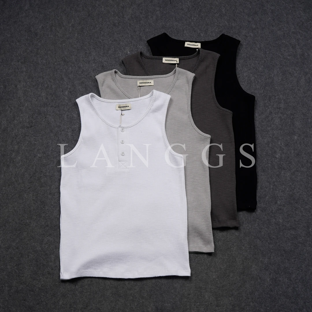 LANGGS&浪叔 2025夏季粗织美式街头亨利领运动背心-W66043