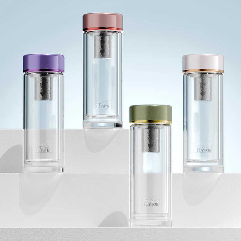 万象旗下J'Dr家铂新款高端抗菌双层高硼硅玻璃泡茶杯车载过滤隔热