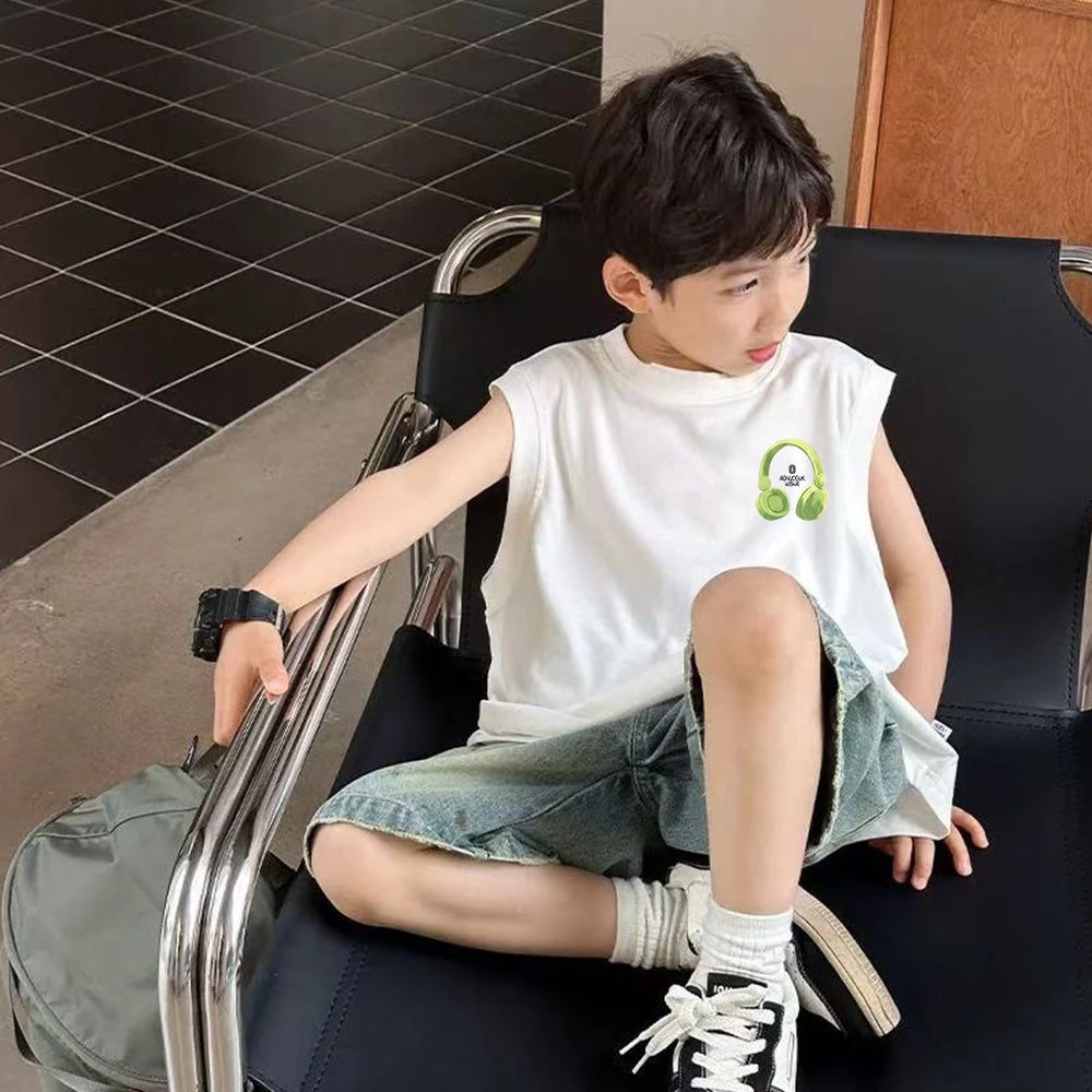 儿童无袖背心T恤男童夏季2025新款男孩纯棉洋气男宝宝上衣童装潮t