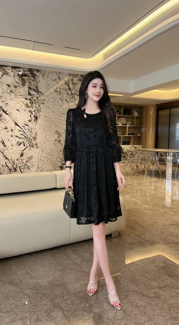 王姐专属-2025夏季新品法式气质优雅桑蚕丝连衣裙【圣-2888】