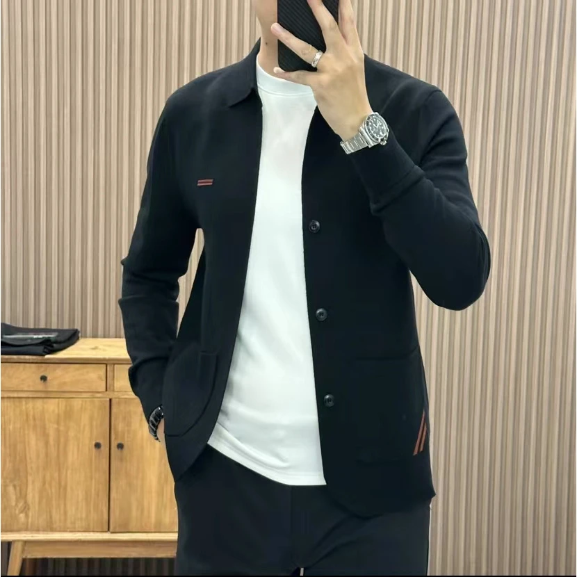 25新款毛衣针织衫男士秋季极简针织开衫纯色爆款修身男款休闲上衣