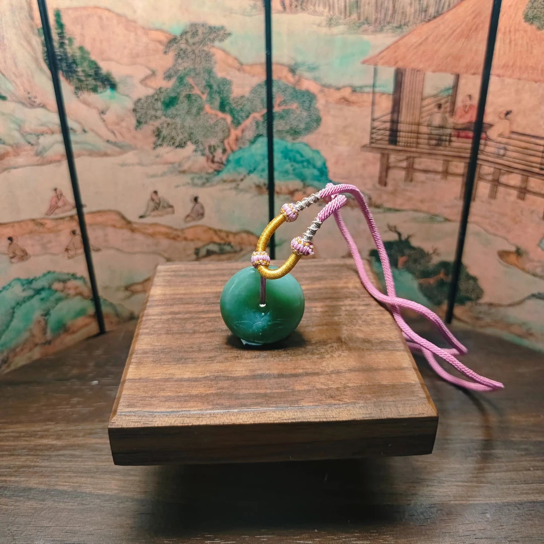 L和田玉碧玉猫眼平安扣吊坠0419
