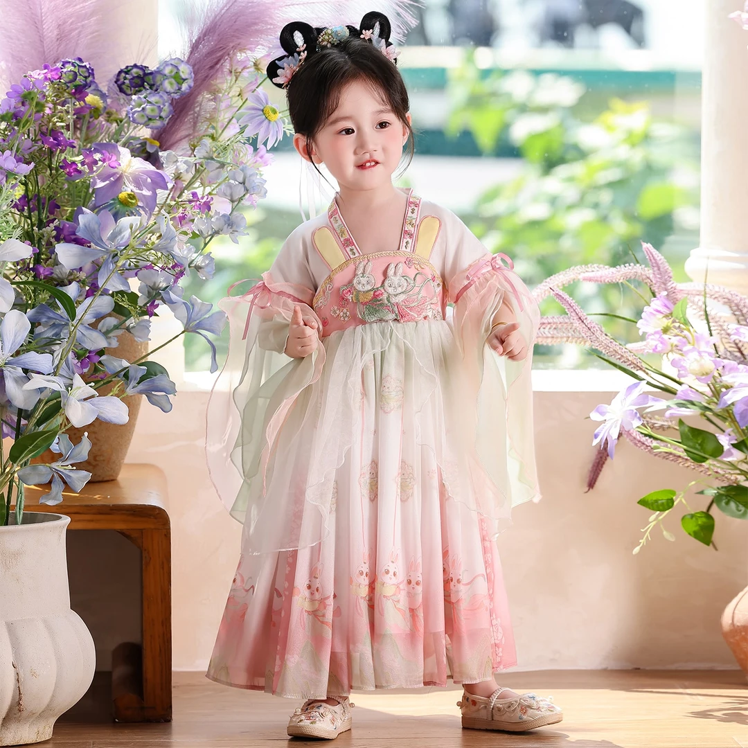 SL3393汉服女童夏款儿童古装连衣裙2025新款女孩古风超仙唐装裙子