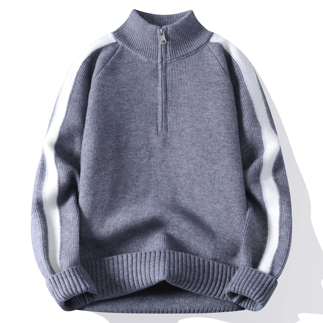 男款半拉链立领毛衣秋冬季加厚保暖线衣服外套打底针织衫开衫轻熟