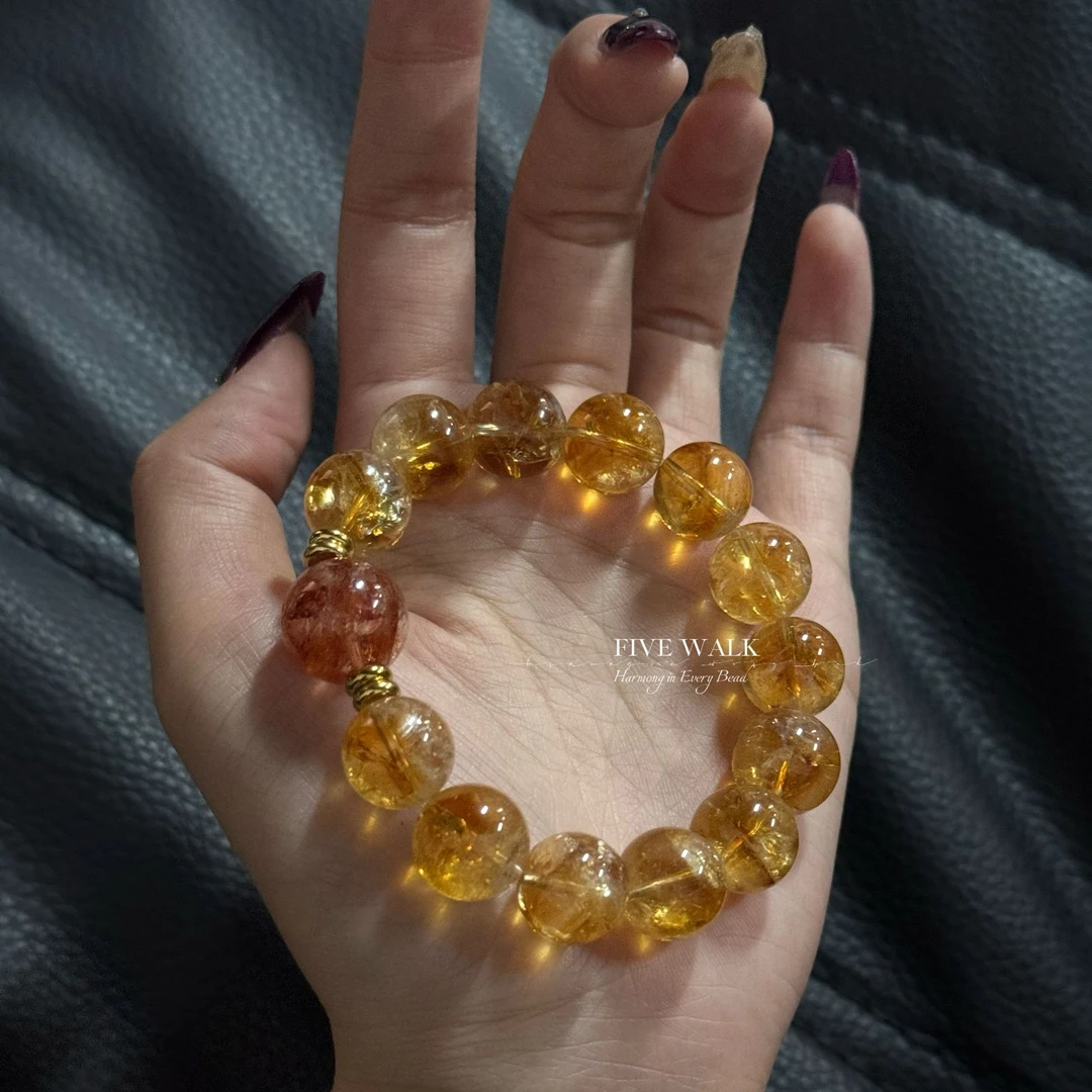 FIVE WALK原创设计品牌”暖金“黄塔晶红胶花串串134