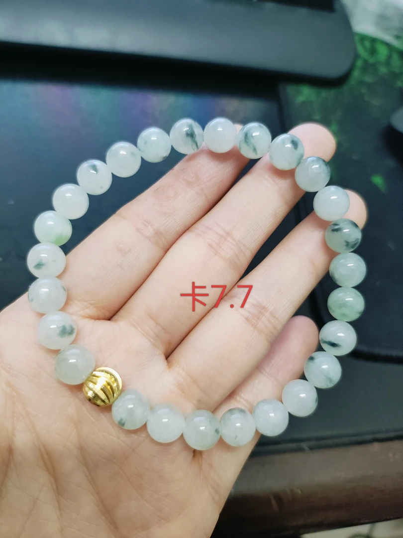 飘蓝花清新百搭手串天然缅甸翡翠A货