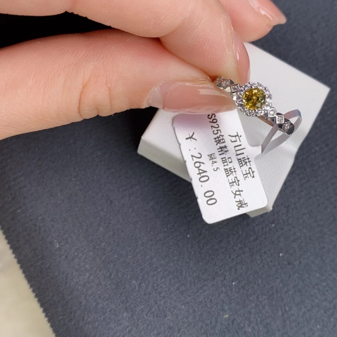 蓝宝石戒指银S925镶嵌