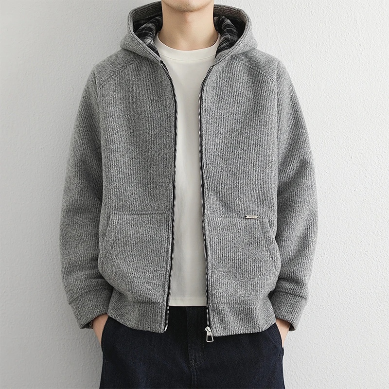 BoyHe 秋冬季新款男士秋冬连帽毛衣外套秋冬季百搭宽松保暖