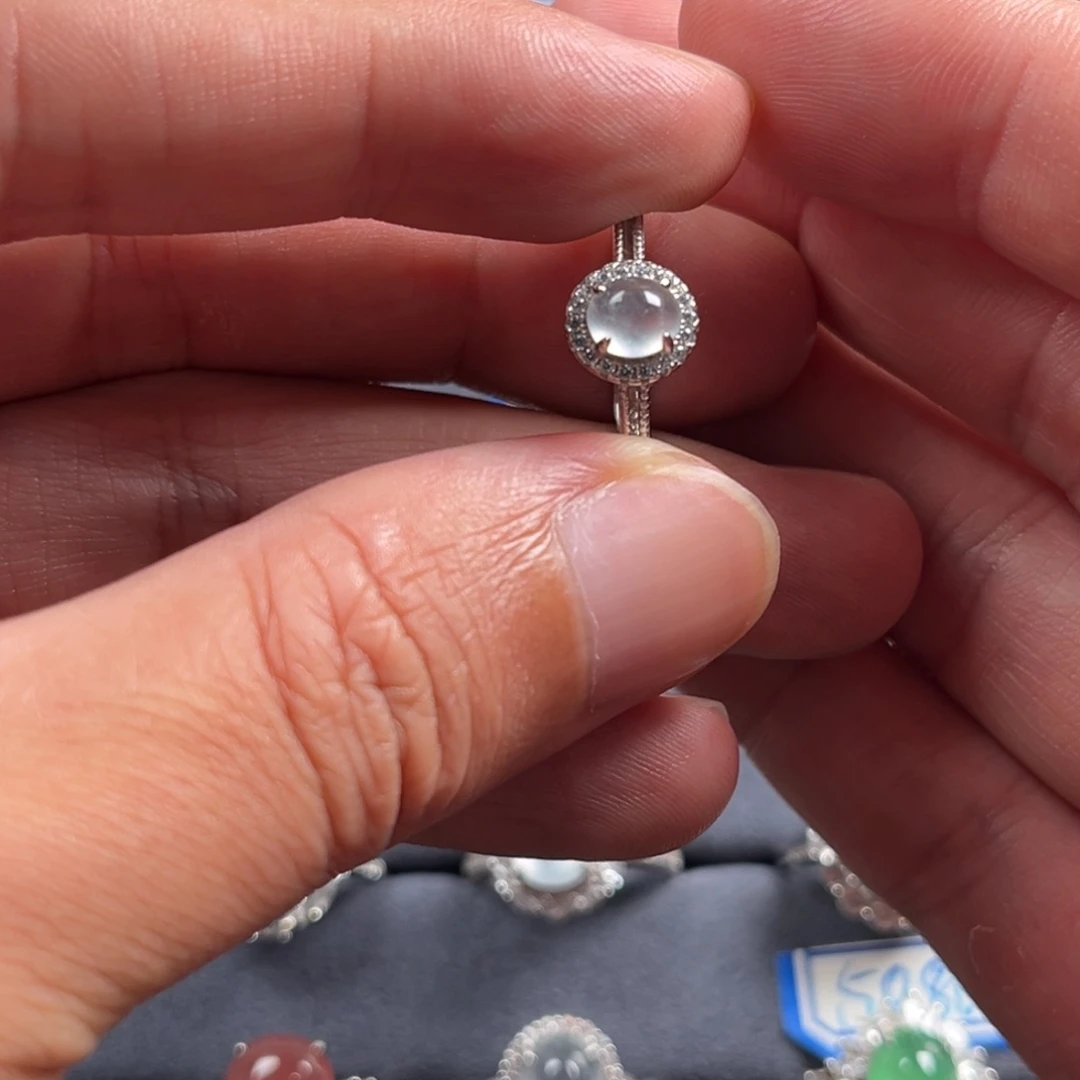 翡翠银S925镶嵌戒指缅甸翡翠A货