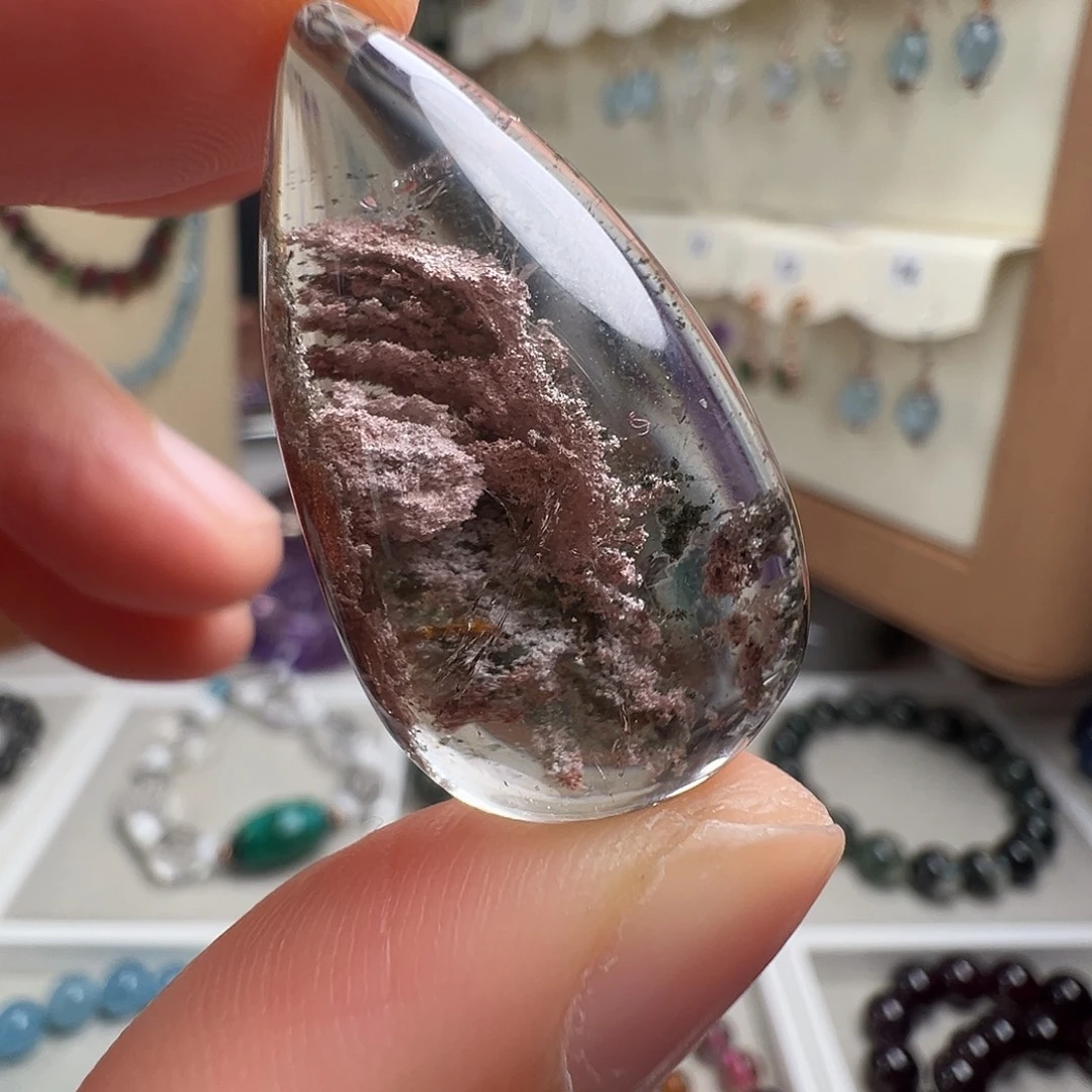 水晶颈饰银S925镶嵌天然幽灵水晶