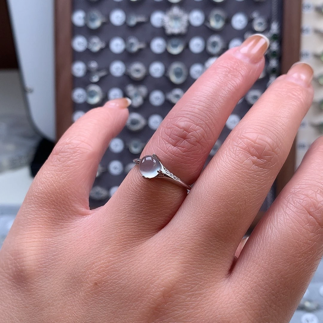 蛇纹石玉银S925镶嵌戒指