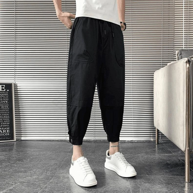 夏季爆款夏季薄款痞帅裤子男潮牌小脚工装男士宽松显瘦哈伦八分潮
