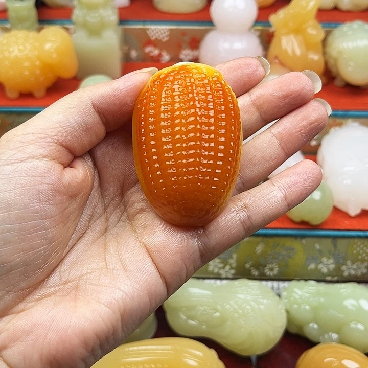****南石材玉米手把摆件