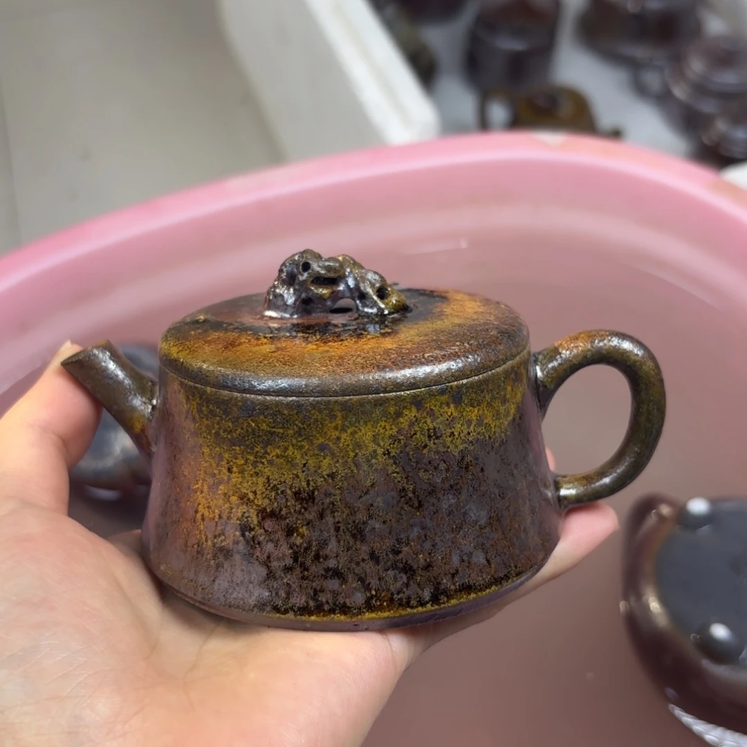 壶柴烧紫砂壶天青汉瓦