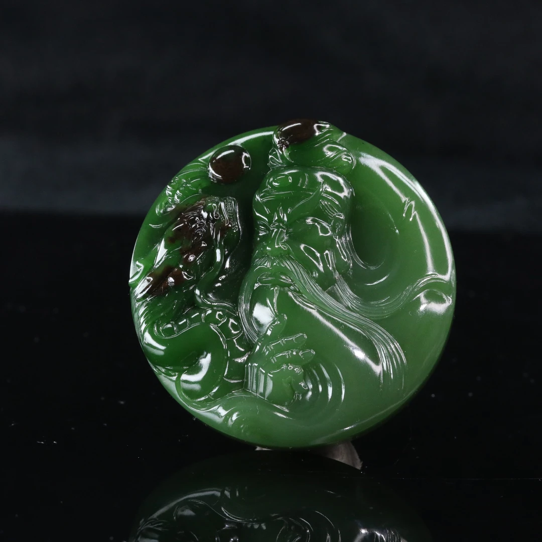 33和田玉聚红皮碧玉关公牌/400120上海嘉禾拍卖