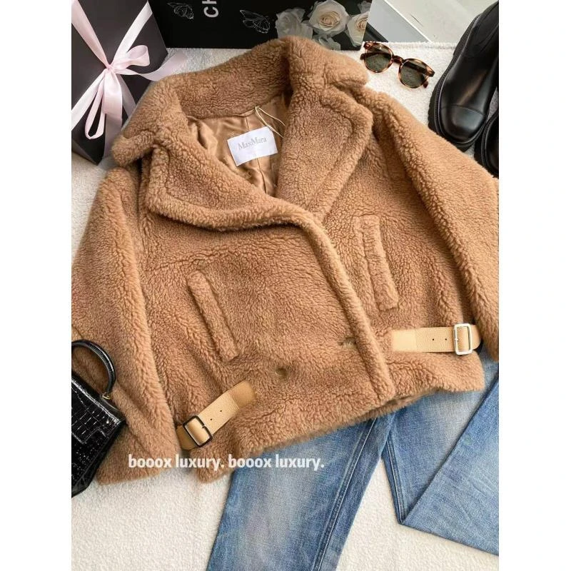 95新 MaxMara  yz048 骆驼绒 短款泰迪外套 34码