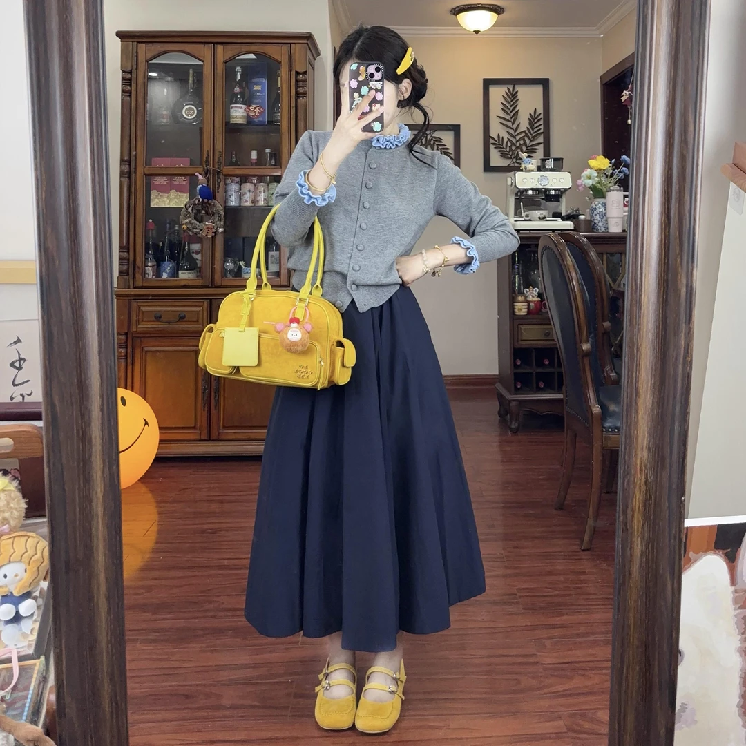 【现货+运补】韩系春秋季穿搭慵懒风长袖针织衫套装秋冬8376