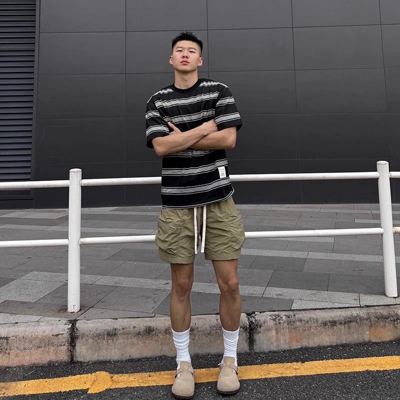 军绿色尼龙四分短裤男夏季薄款口袋工装裤子户外速干男士短裤登山