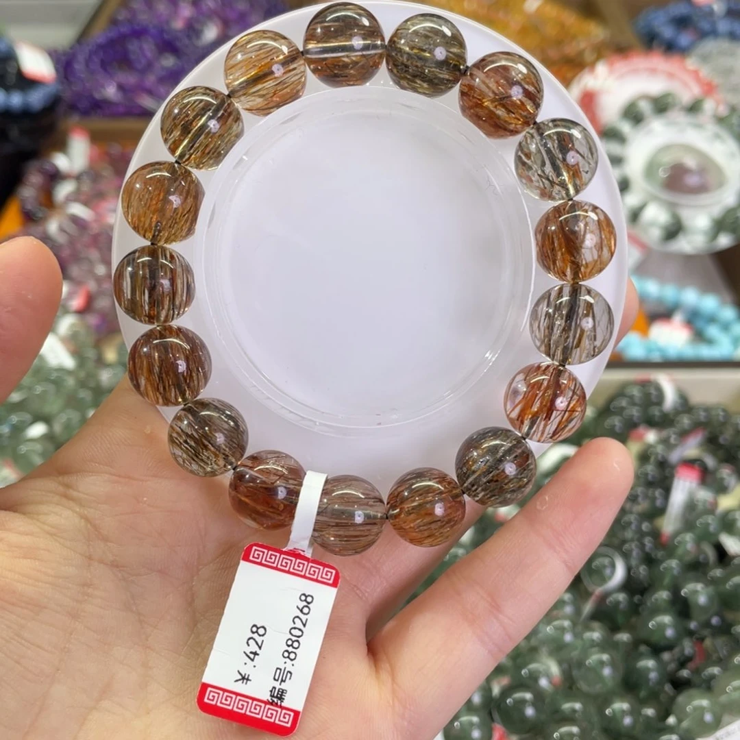 水晶手链未镶嵌黑金超七12mm