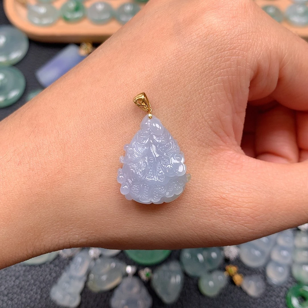 吊坠(赠链)18K金镶嵌翡翠