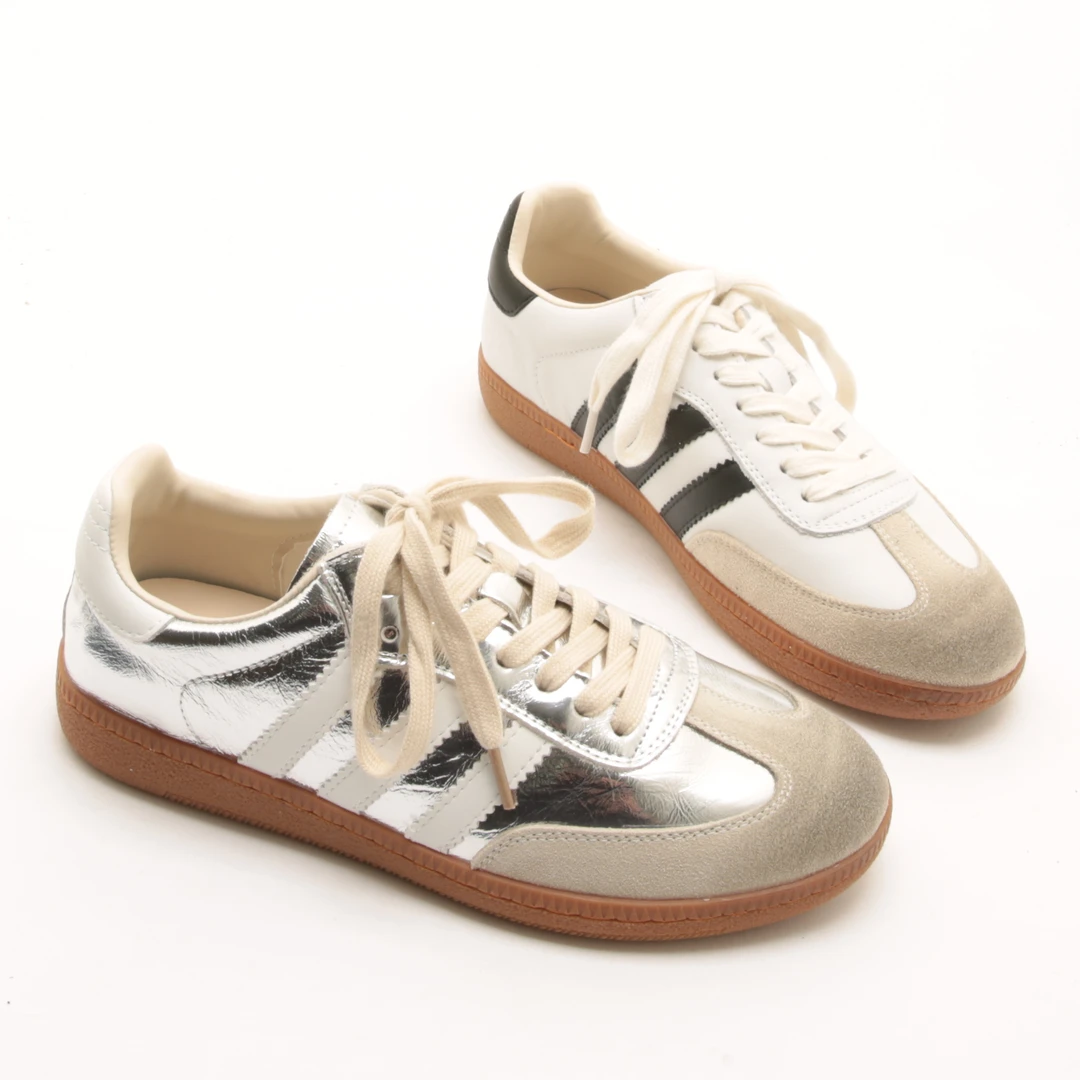 5647春秋新款复古做旧擦色小白板鞋女系带休闲运动德训鞋