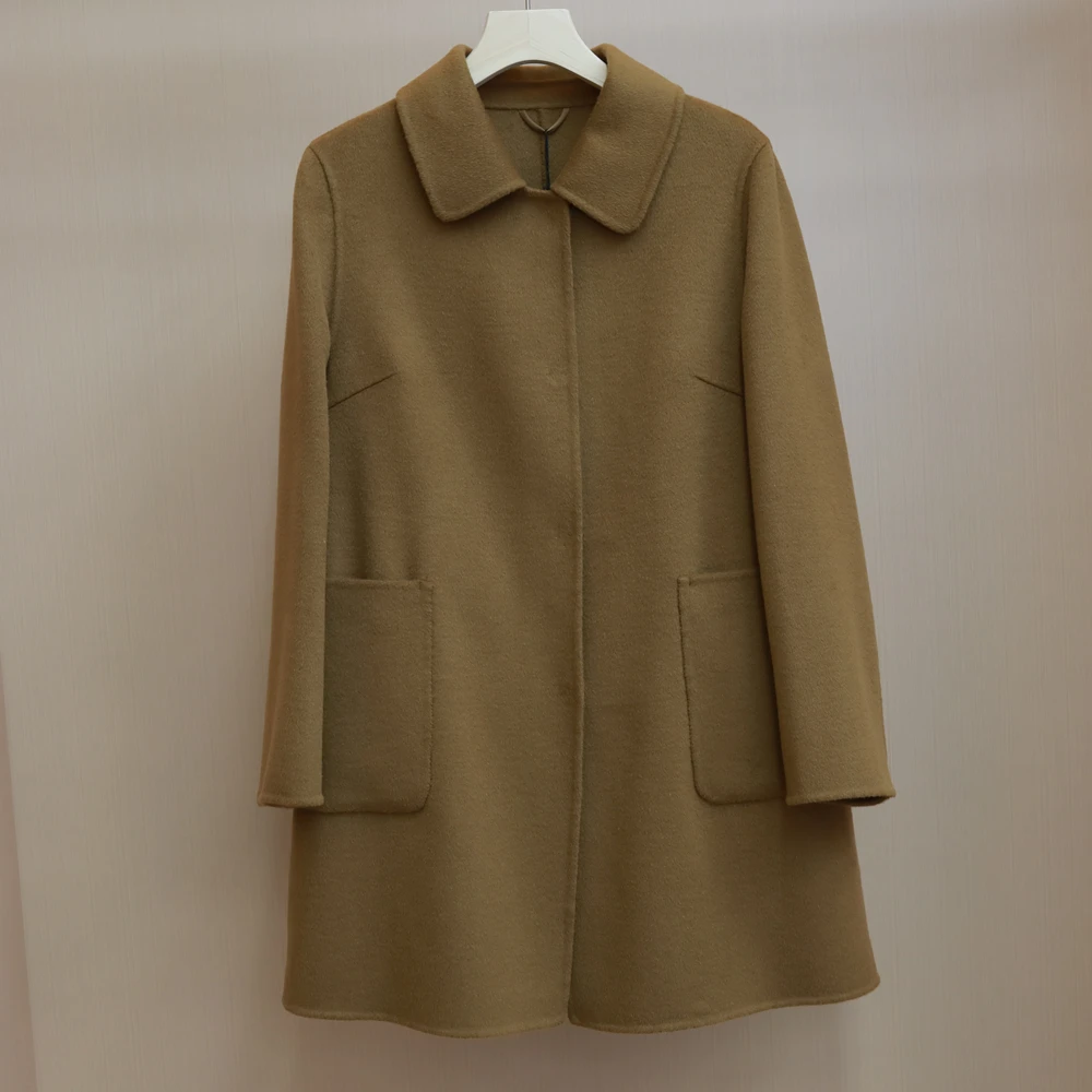 暗扣女娃娃领毛呢外套短款百搭宽松秋冬呢子时尚冬季妈妈装2267