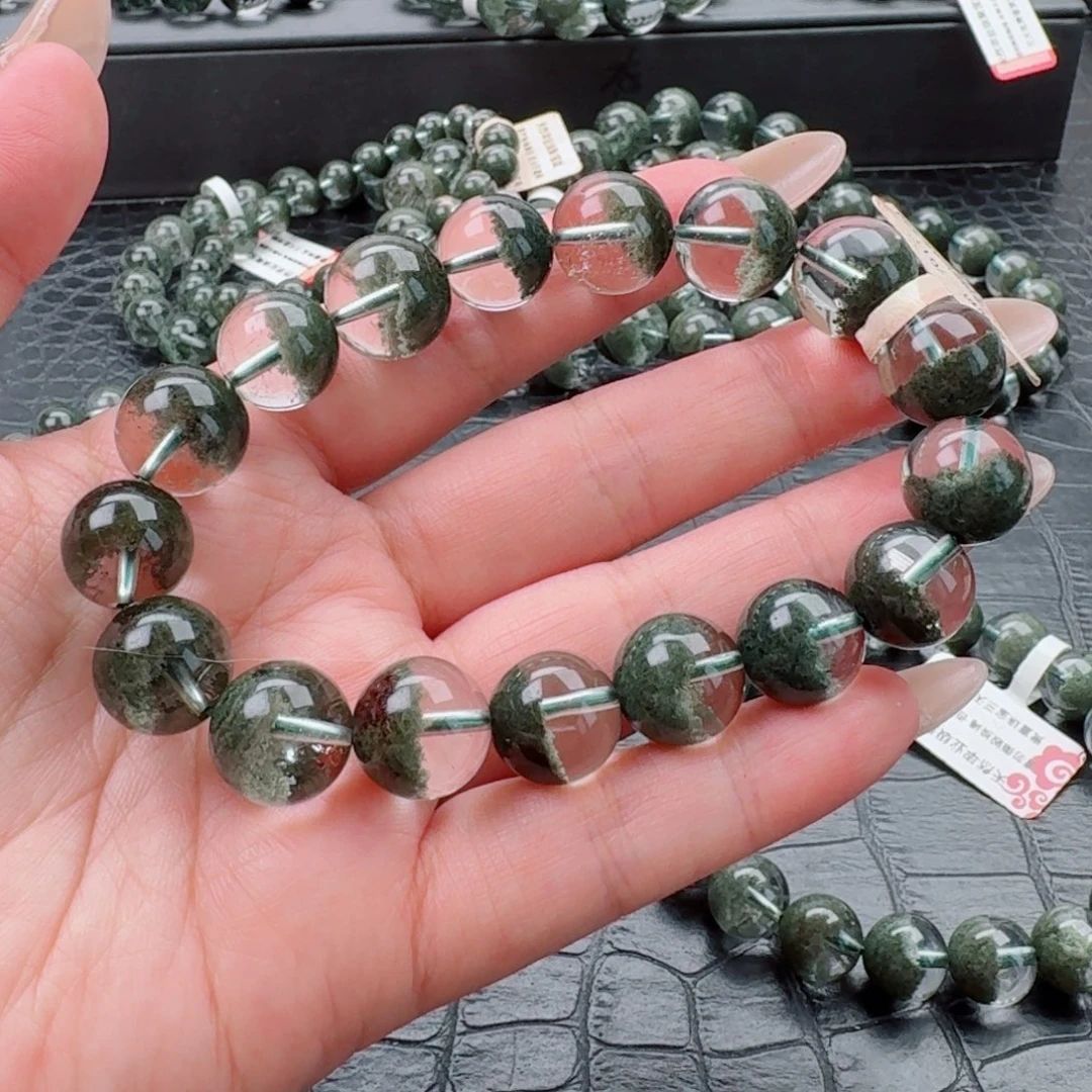 未镶嵌手链水晶绿幽灵聚宝盆微红皮12.5mm