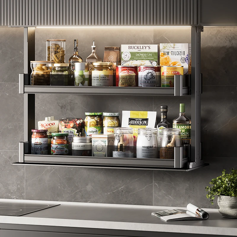 凯斯戈幻影系列摘云台触摸声控电动厨房智能升降拉篮吊柜调味拉篮