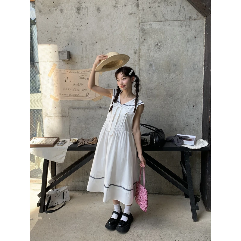 Jiang jam/姜姜姜酱少女学院海军风背心裙
