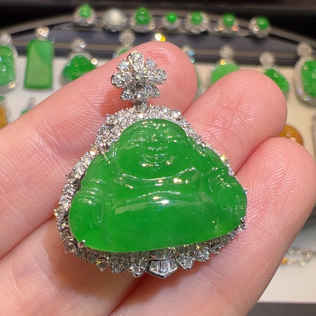 翡翠18K金镶嵌颈饰48小时鉴赏期