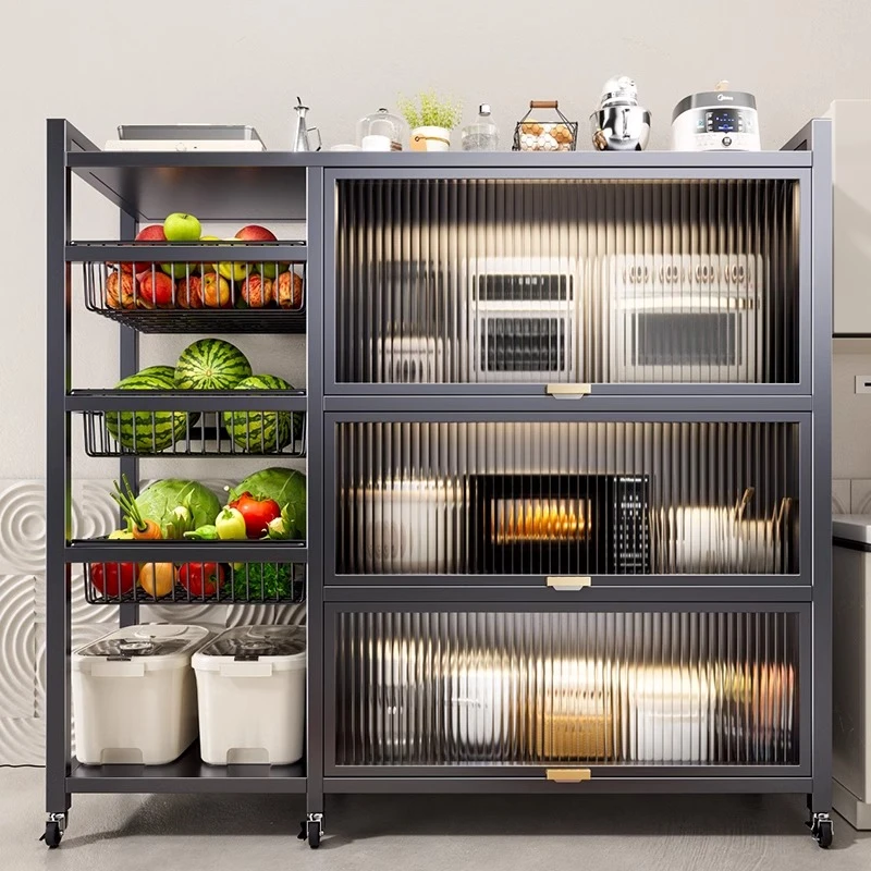 2025新款厨房多功能收纳柜落地多层蔬菜篮子置物柜餐边储物橱柜