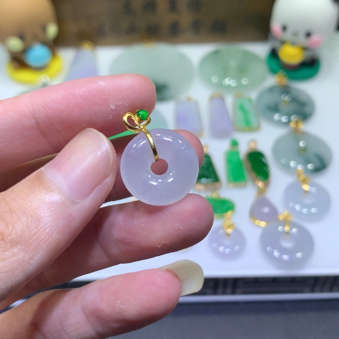 翡翠18K金镶嵌吊坠(不含链)