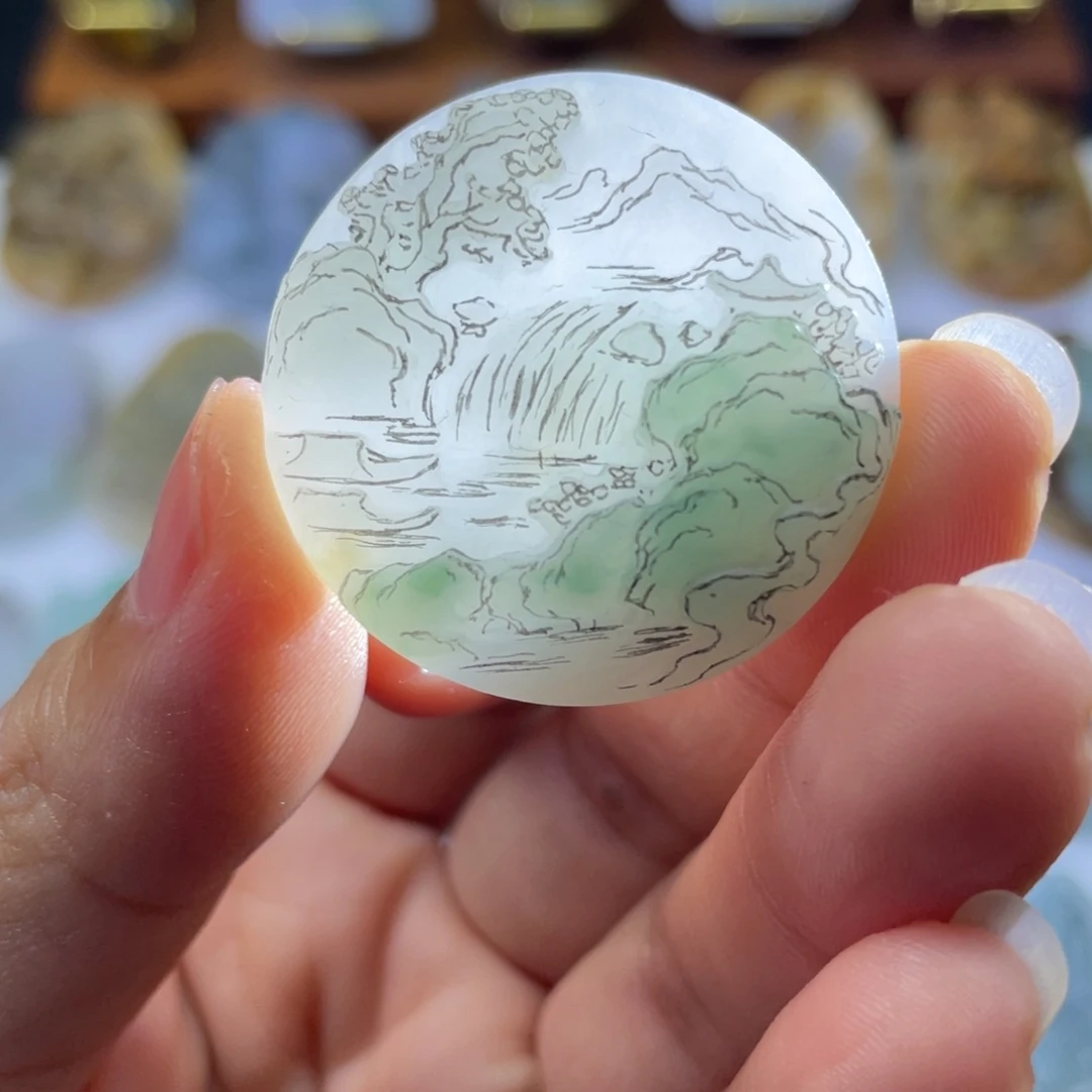 定制翡翠未镶嵌山水