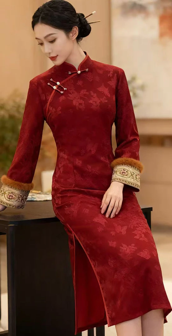 【扶冬】上上签 冬季新款新中式改良旗袍复古民国风加绒日常少女风