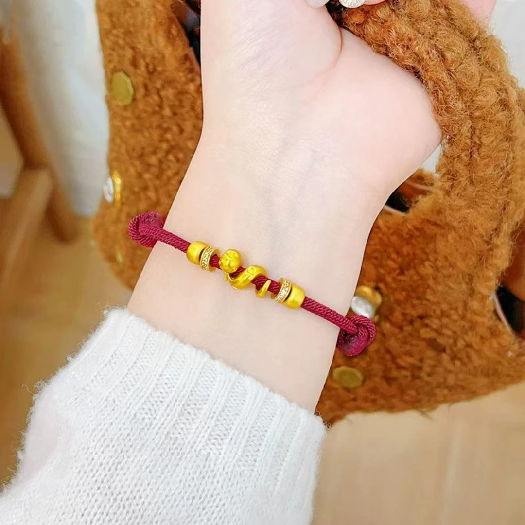 铜合金手链 木木（RZ6481）预售 卷卷蛇抽拉红绳手链