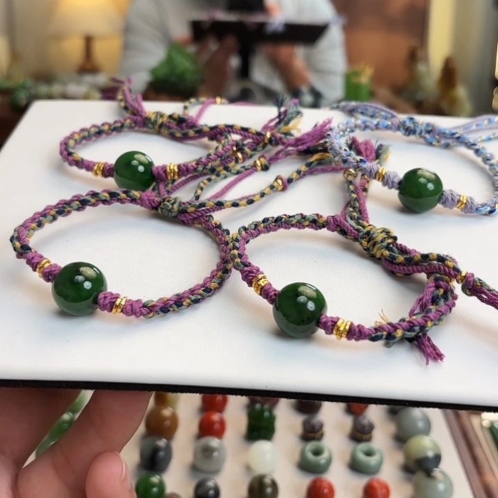 和田玉（碧玉）未镶嵌车挂14mm手绳