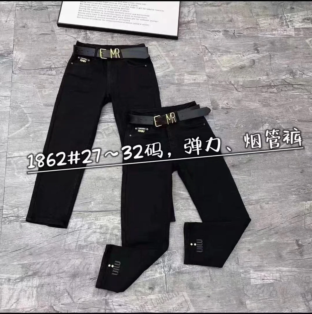 （卡码拍大） 0228N百搭弹力黑色烟管裤