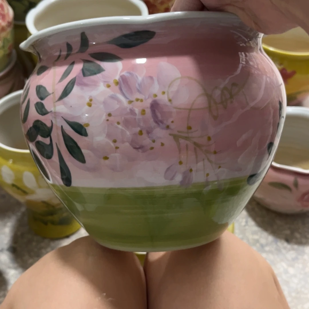 划***过景德镇陶瓷花盆花盆瑕疵