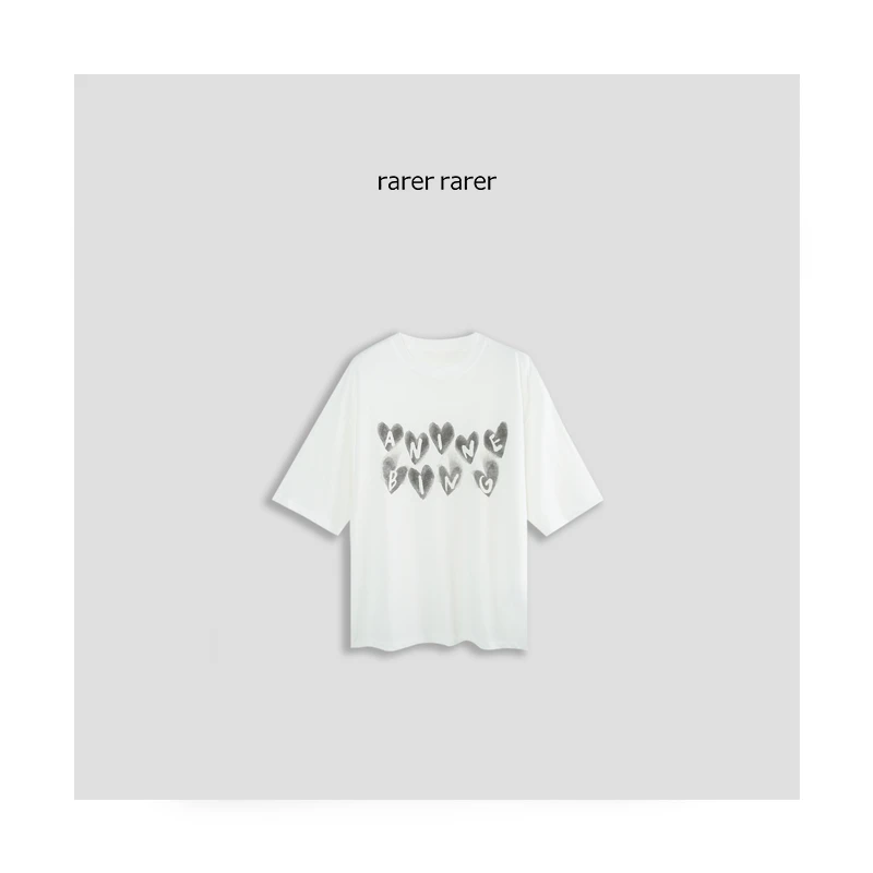 【rarer rarer】25早春心形印花廓形短袖T恤 2501017