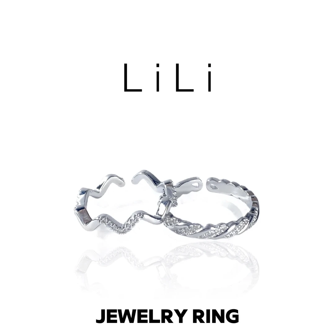 合金锆石戒指 【素圈两件套】设计师高定轻奢气质简约戒指DN818