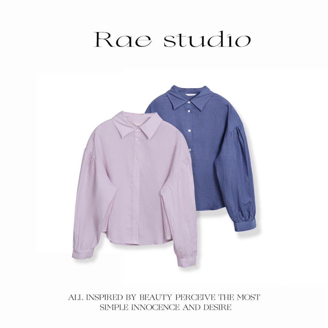 【Rae】春季小众韩系气质设计感休闲百搭蝙蝠袖衬衫r391
